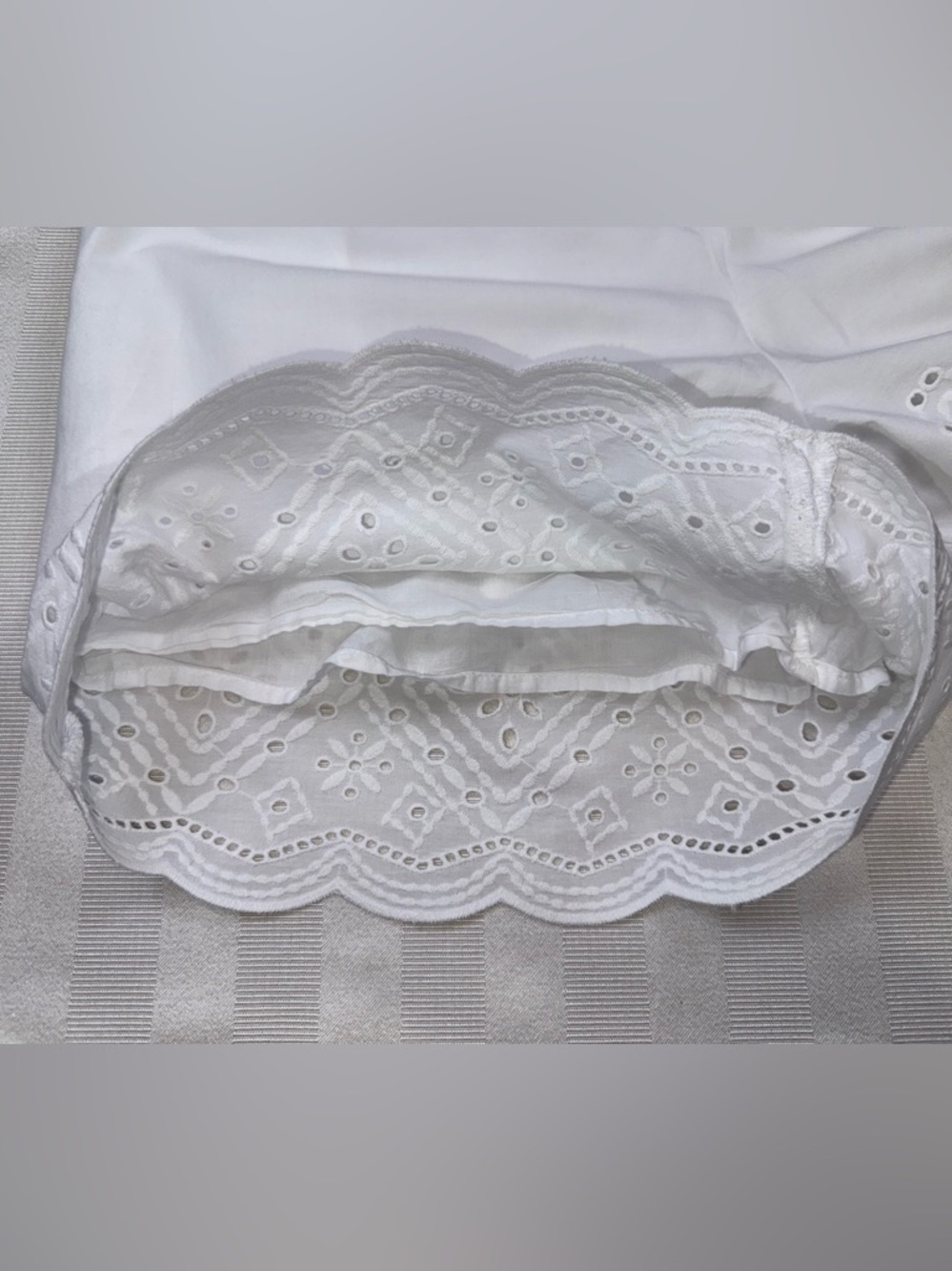 Talbots Small White Eyelet Scalloped Hem Drawstring Shorts Lined Pockets - Picture 10 of 13